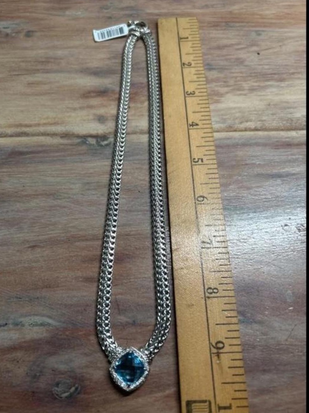 Cushion Cut Blue Topaz
Pendant
Necklace in Sterling Silver - Picture 6 of 6